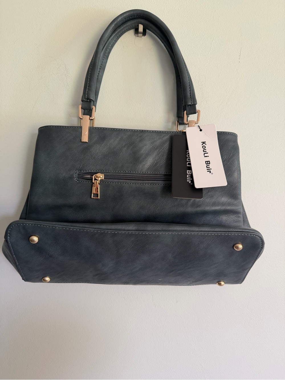 Kouli Buir Navy Structured Top-Handle Purse Tote